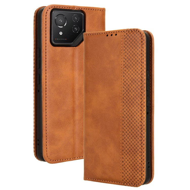 For Asus ROG Phone 8 Pro 5G / 8 5G Case Magnetic Closing Wallet Leather Phone Cover - Brown