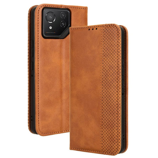For Asus ROG Phone 8 Pro 5G / 8 5G Case Magnetic Closing Wallet Leather Phone Cover - Brown