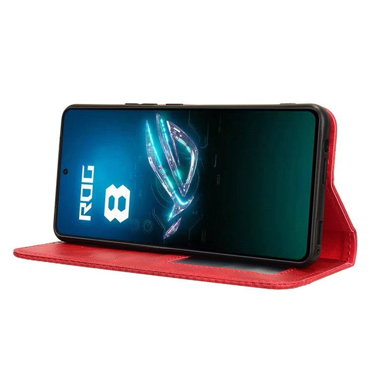 For Asus ROG Phone 8 Pro 5G / 8 5G Case Magnetic Closing Wallet Leather Phone Cover - Red