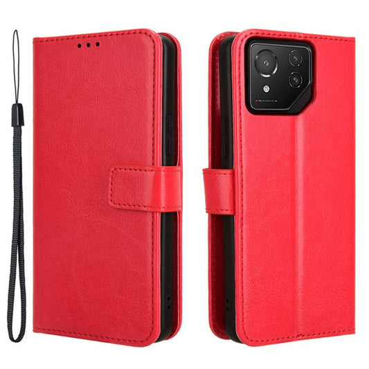 For Asus ROG Phone 8 Pro 5G / 8 5G Wallet Case Crazy Horse Texture PU Leather Phone Protector - Red