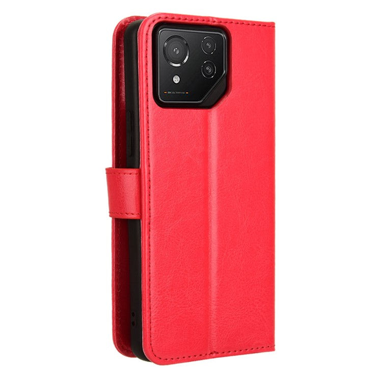 For Asus ROG Phone 8 Pro 5G / 8 5G Wallet Case Crazy Horse Texture PU Leather Phone Protector - Red