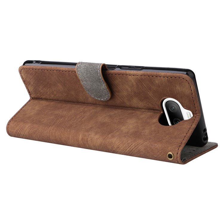 For Sony Xperia 8 Case RFID Blocking PU Leather Phone Cover with Wallet - Brown