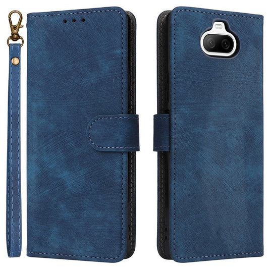 For Sony Xperia 8 Case RFID Blocking PU Leather Phone Cover with Wallet - Blue