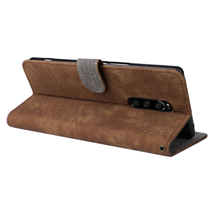 For Sony Xperia 1 RFID Blocking Leather Case with Strap Phone Wallet Cover - Brown