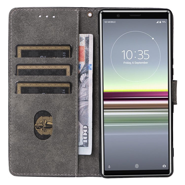 For Sony Xperia 5 Wallet Cell Phone Case RFID Blocking PU Leather Phone Stand Cover - Purple