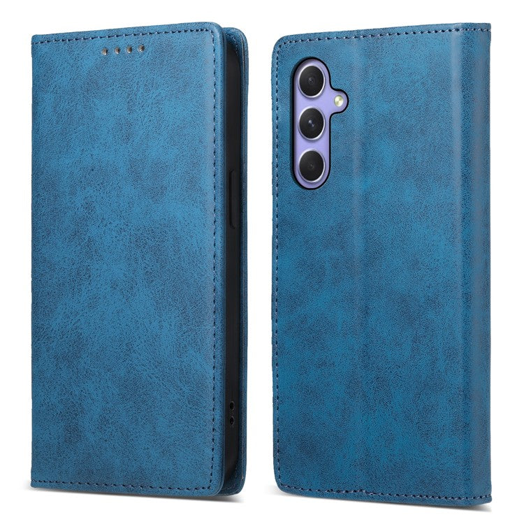 DF-05 For Samsung Galaxy A55 5G Leather Phone Case RFID Blocking Wallet - Blue