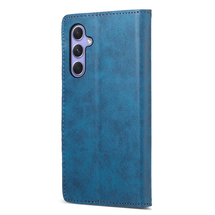 DF-05 For Samsung Galaxy A55 5G Leather Phone Case RFID Blocking Wallet - Blue