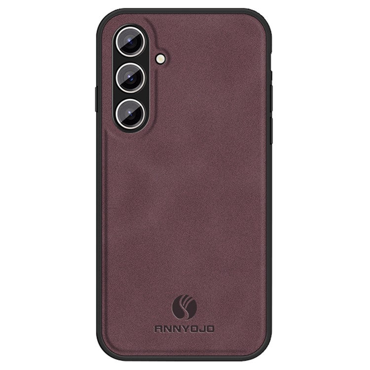 ANNYOJO For Samsung Galaxy S24+ Case PU Leather+PC+TPU Drop-resistant Phone Cover - Wine Red