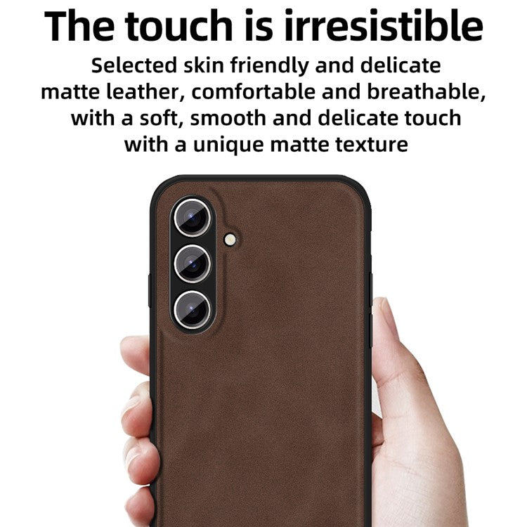 ANNYOJO For Samsung Galaxy S24+ Case PU Leather+PC+TPU Drop-resistant Phone Cover - Wine Red