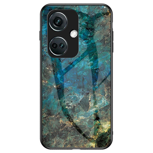 For OnePlus Nord CE3 5G Marble Pattern Case Tempered Glass Phone Cover - Emerald Marble