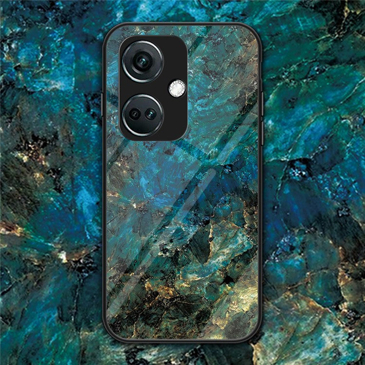 For OnePlus Nord CE3 5G Marble Pattern Case Tempered Glass Phone Cover - Emerald Marble