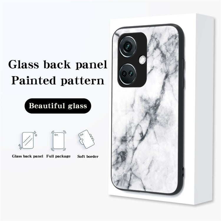 For OnePlus Nord CE3 5G Marble Pattern Case Tempered Glass Phone Cover - Emerald Marble