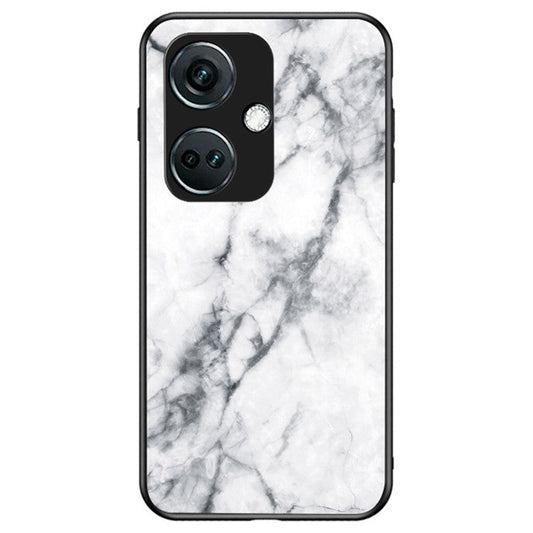 For OnePlus Nord CE3 5G Marble Pattern Case Tempered Glass Phone Cover - White Marble