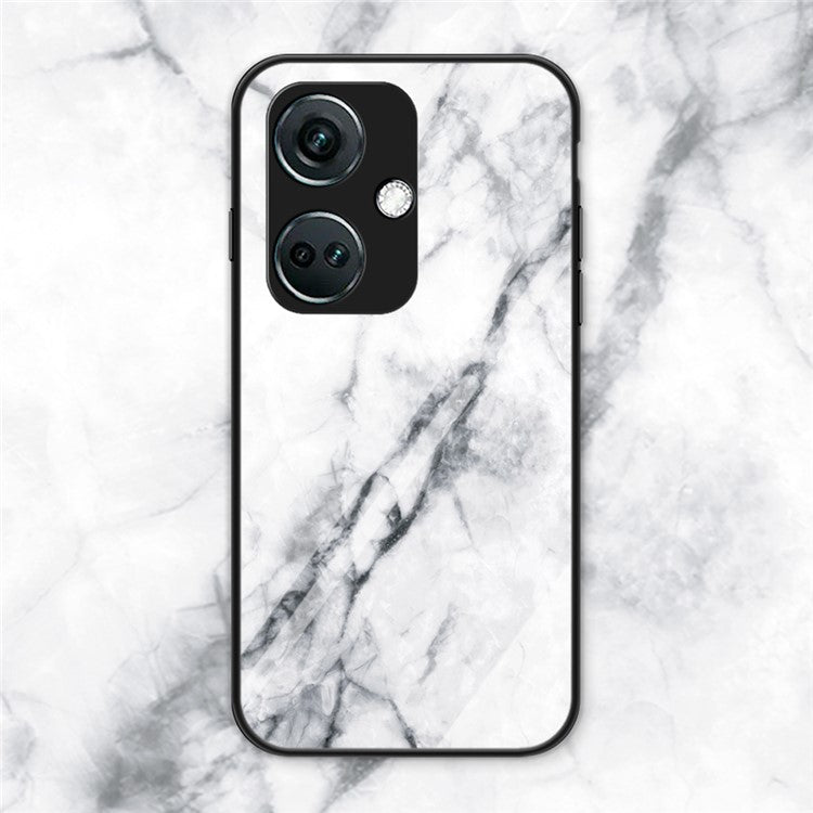 For OnePlus Nord CE3 5G Marble Pattern Case Tempered Glass Phone Cover - White Marble
