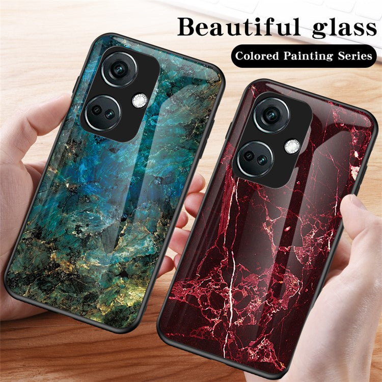 For OnePlus Nord CE3 5G Marble Pattern Case Tempered Glass Phone Cover - Gold Black Marble