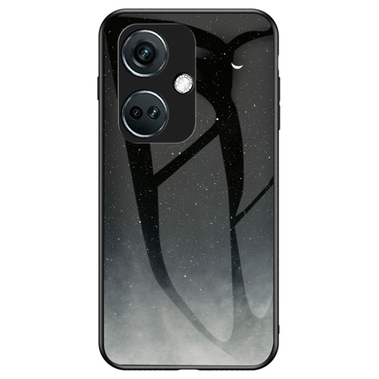 For OnePlus Nord CE3 5G Case Tempered Glass+PC+TPU Shockproof Phone Cover - Starry Crescent Moon