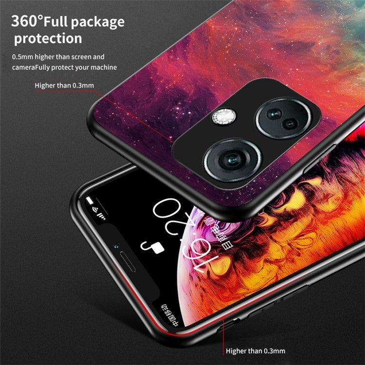 For OnePlus Nord CE3 5G Case Tempered Glass+PC+TPU Shockproof Phone Cover - Cosmic Starry Sky