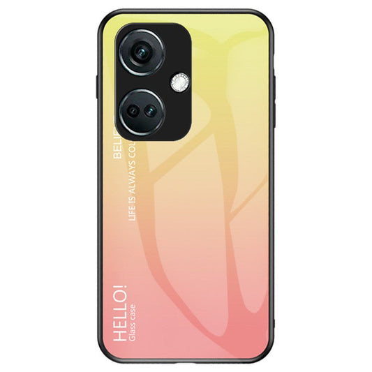 For OnePlus Nord CE3 5G Phone Case Gradient Color Tempered Glass Cover - Gradient Yellow