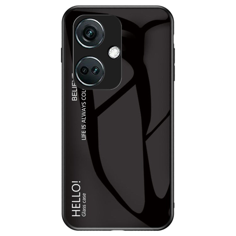 For OnePlus Nord CE3 5G Phone Case Gradient Color Tempered Glass Cover - Black