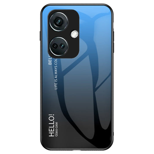 For OnePlus Nord CE3 5G Phone Case Gradient Color Tempered Glass Cover - Gradient Blue Black