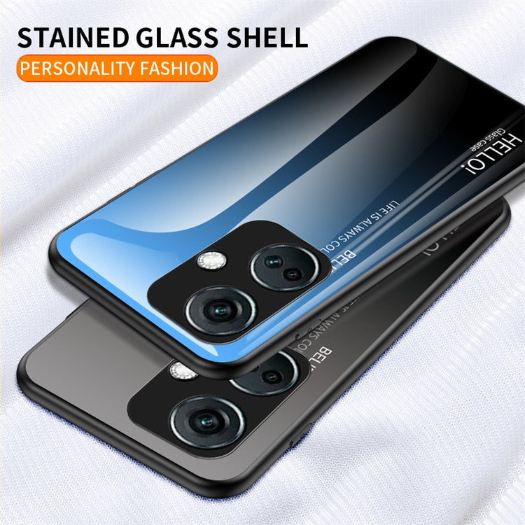 For OnePlus Nord CE3 5G Phone Case Gradient Color Tempered Glass Cover - Gradient Blue Black