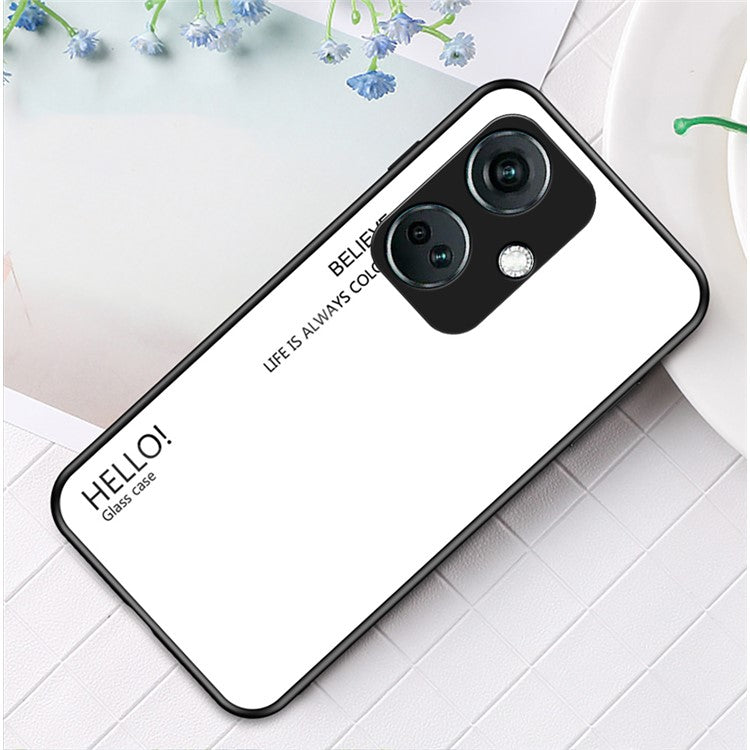 For OnePlus Nord CE3 5G Phone Case Gradient Color Tempered Glass Cover - White