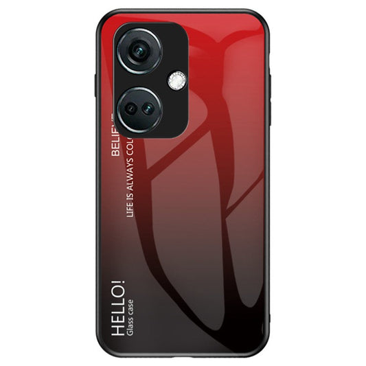 For OnePlus Nord CE3 5G Phone Case Gradient Color Tempered Glass Cover - Gradient Red Black