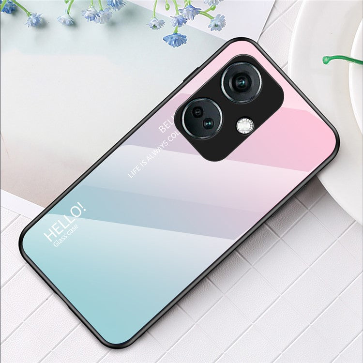 For OnePlus Nord CE3 5G Phone Case Gradient Color Tempered Glass Cover - Gradient Pink Blue