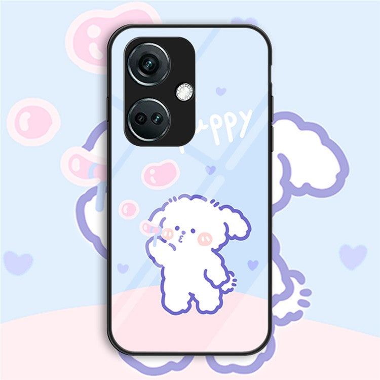 For OnePlus Nord CE3 5G Case Tempered Glass+PC+TPU Mobile Phone Cover - Bubble Dog