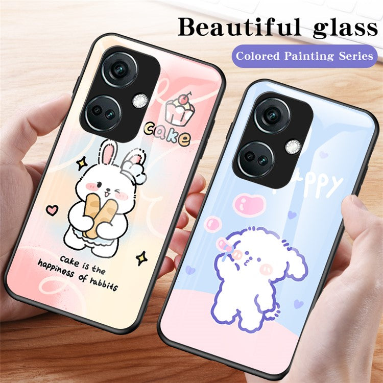For OnePlus Nord CE3 5G Case Tempered Glass+PC+TPU Mobile Phone Cover - Angel Cat