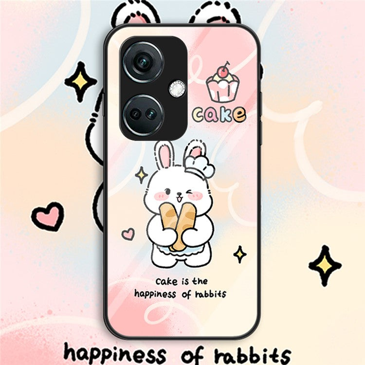 For OnePlus Nord CE3 5G Case Tempered Glass+PC+TPU Mobile Phone Cover - Happy Rabbit