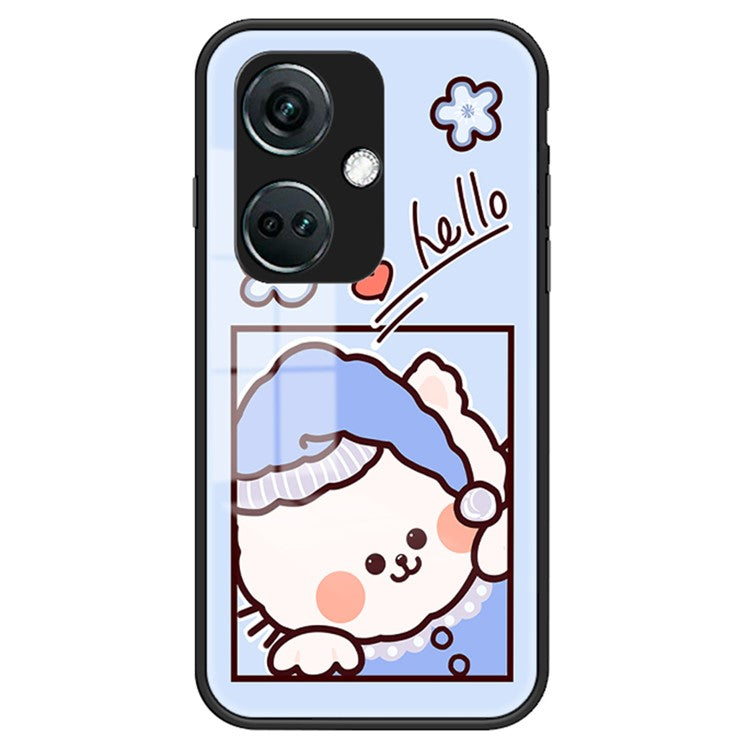 For OnePlus Nord CE3 5G Case Tempered Glass+PC+TPU Mobile Phone Cover - Blue Cat