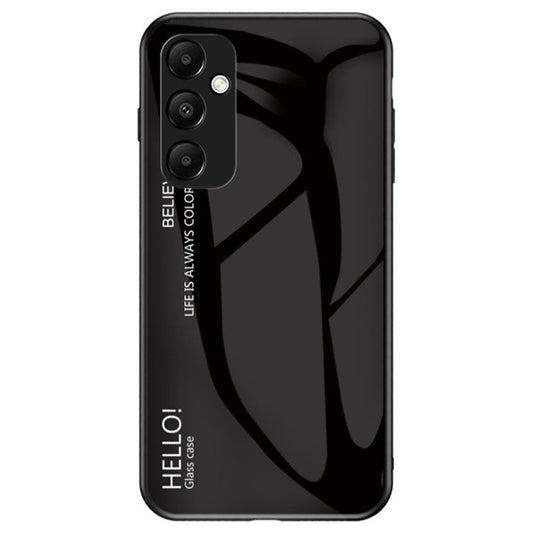For Samsung Galaxy A55 5G Case Gradient Tempered Glass+PC+TPU Phone Cover - Black