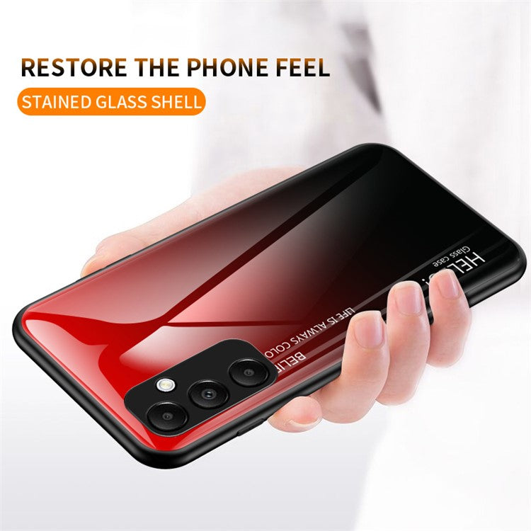 For Samsung Galaxy A55 5G Case Gradient Tempered Glass+PC+TPU Phone Cover - Black