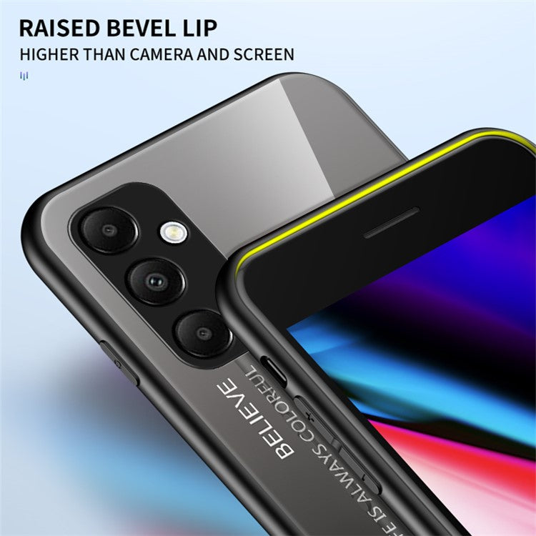 For Samsung Galaxy A55 5G Case Gradient Tempered Glass+PC+TPU Phone Cover - Black