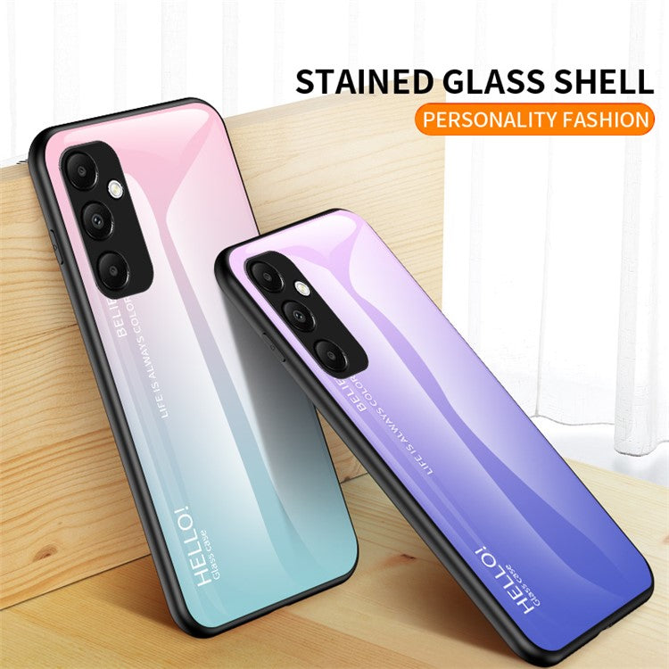 For Samsung Galaxy A55 5G Case Gradient Tempered Glass+PC+TPU Phone Cover - Black