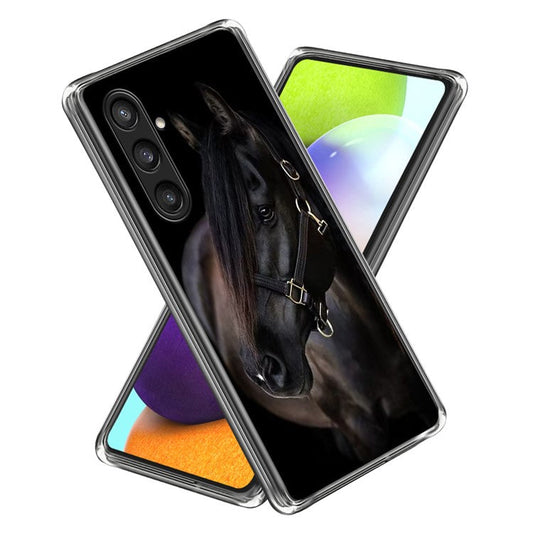 For Samsung Galaxy A14 4G / 5G TPU Case Phone Cover Pattern Printing - Black Horse Prince