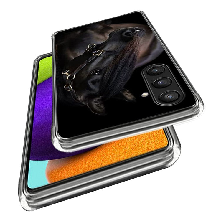 For Samsung Galaxy A14 4G / 5G TPU Case Phone Cover Pattern Printing - Black Horse Prince
