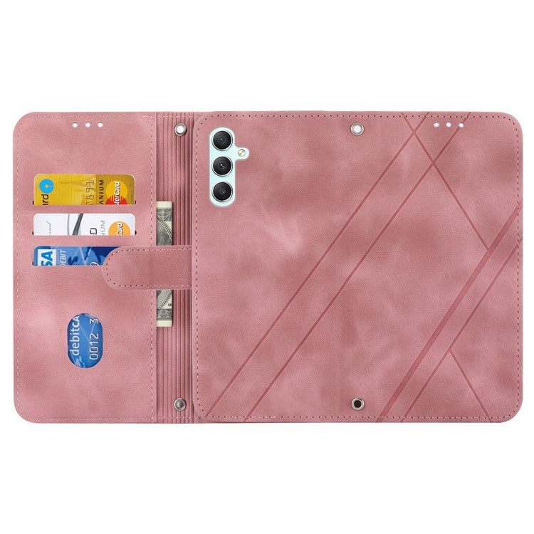 For Samsung Galaxy S24+ Magnetic Case Imprinted Line Card Slots Phone Cover - Pink