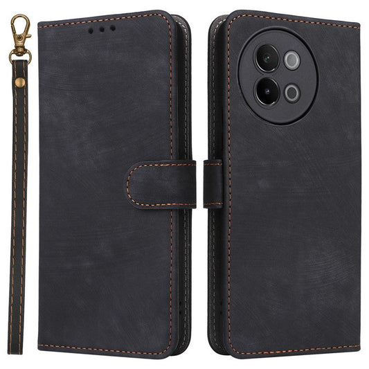 For vivo S18e 5G Leather Phone Case RFID Blocking Shockproof Flip Cover - Black