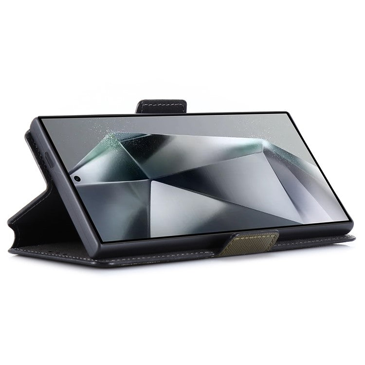 MUXMA MX115 For Samsung Galaxy S23 Ultra Magnetic Phone Case Leather Stand Wallet Shell - Green