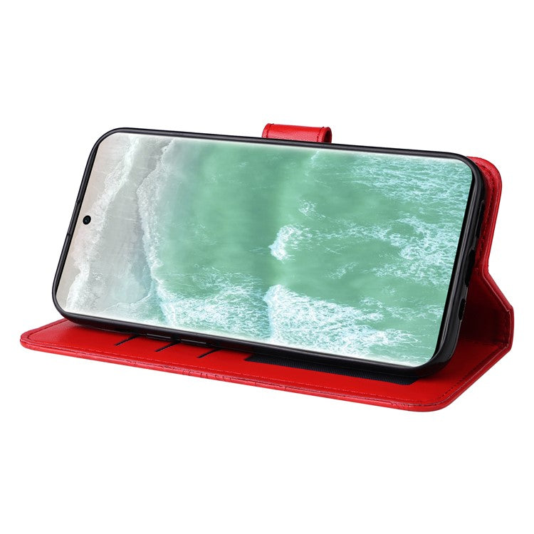 Wallet Case for Oppo Reno11 5G (Global) Phone Shell Imprinted Sunflower Pattern Anti-fall Cover - Red