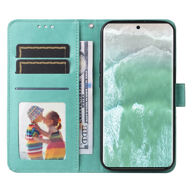 Wallet Case for Oppo Reno11 5G (Global) Phone Shell Imprinted Sunflower Pattern Anti-fall Cover - Green