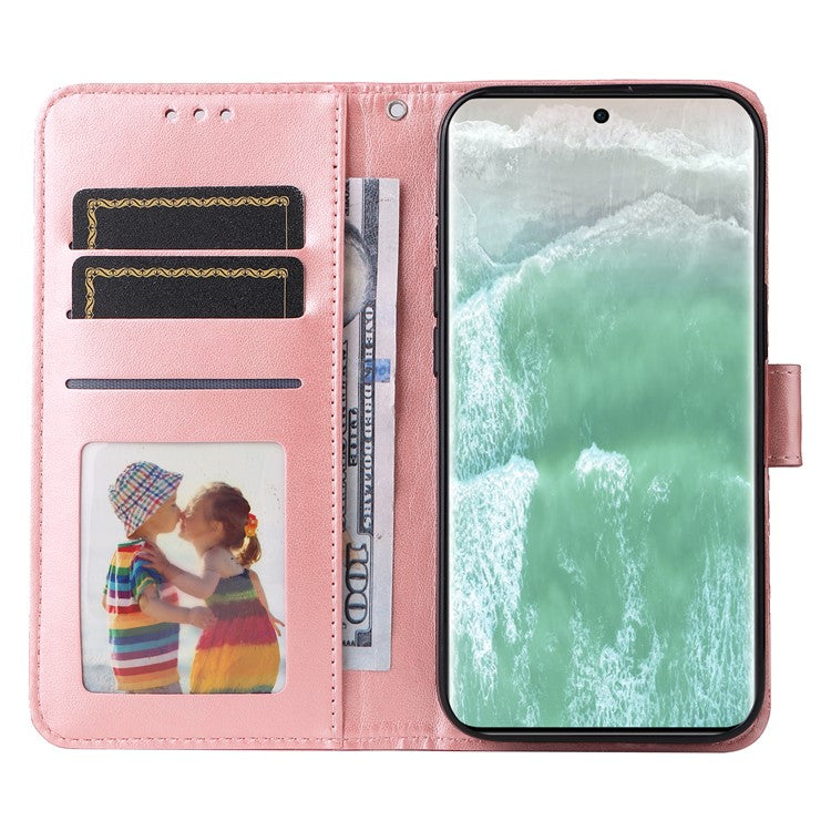 Wallet Case for Oppo Reno11 5G (Global) Phone Shell Imprinted Sunflower Pattern Anti-fall Cover - Pink