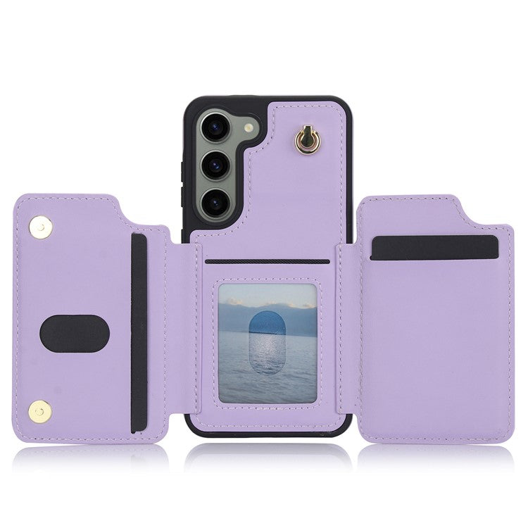 For Samsung Galaxy S23+ RFID Blocking Phone Case Zipper Card Holder Cover - Light Purple