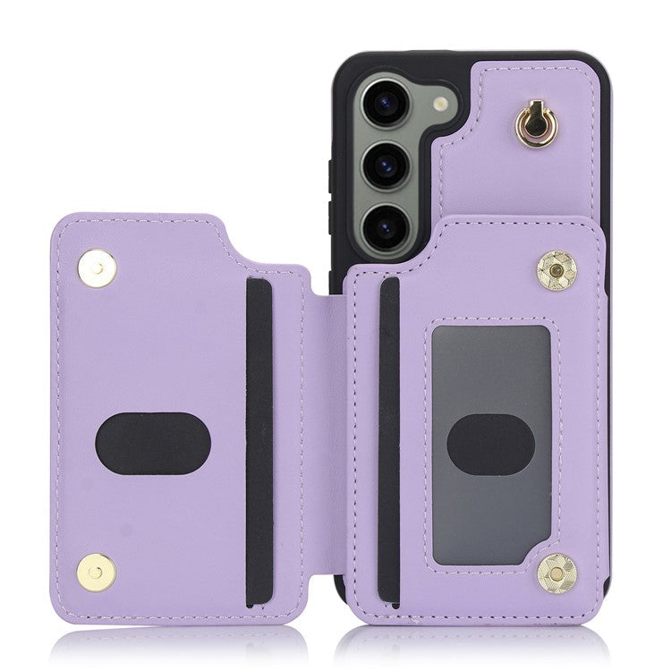 For Samsung Galaxy S23+ RFID Blocking Phone Case Zipper Card Holder Cover - Light Purple