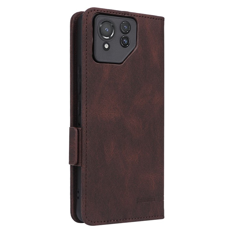 For Asus ROG Phone 8 5G / Phone 8 Pro 5G Case Folio Flip Leather Phone Cover Wallet Stand - Coffee