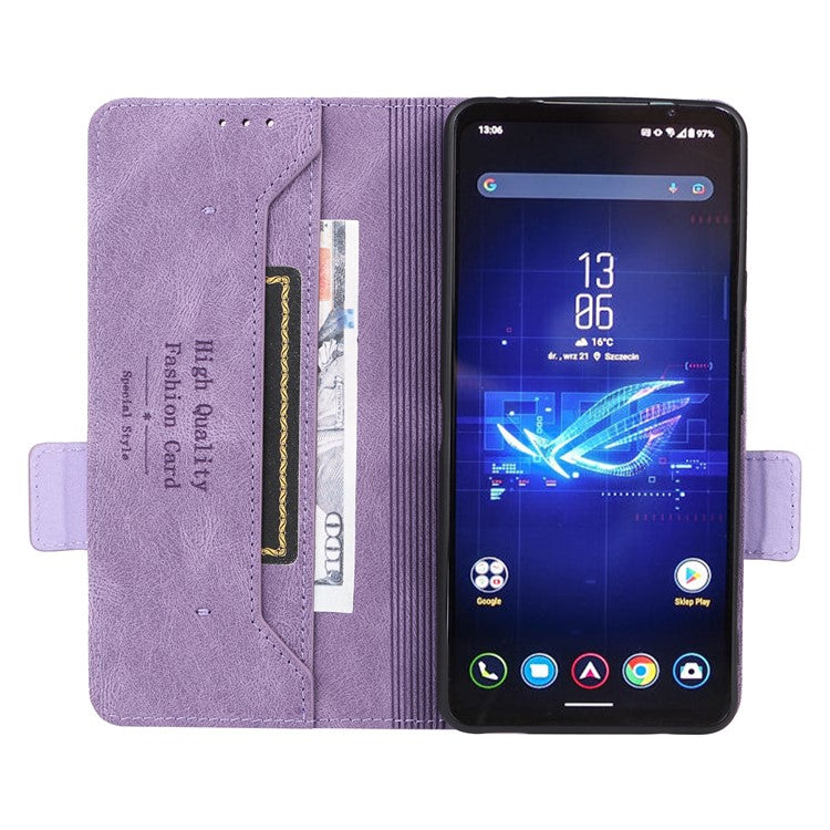 For Asus ROG Phone 8 Pro 5G / 8 5G Wallet Case Leather Phone Cover Stand Protector - Purple