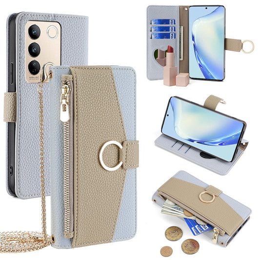 For vivo S16 / S16 Pro Phone Case PU Leather Zipper Wallet Full Protection Cover - Blue