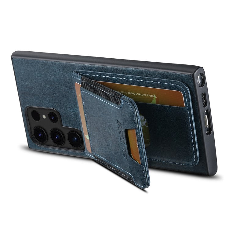 SUTENI H03 For Samsung Galaxy S24 Ultra Case Waxy Texture Vertical Flip Protective Shell - Blue